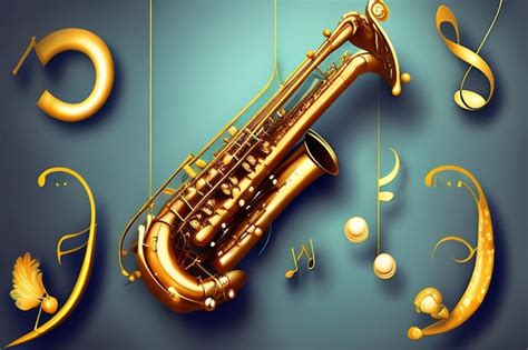 Premium Ai Image Free Vector Classic Saxophone With Music Notes