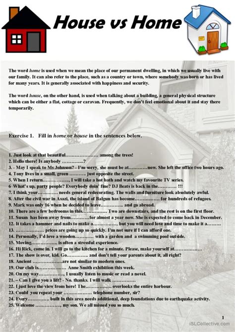 House Vs Home Vocabulary English Esl Worksheets Pdf And Doc