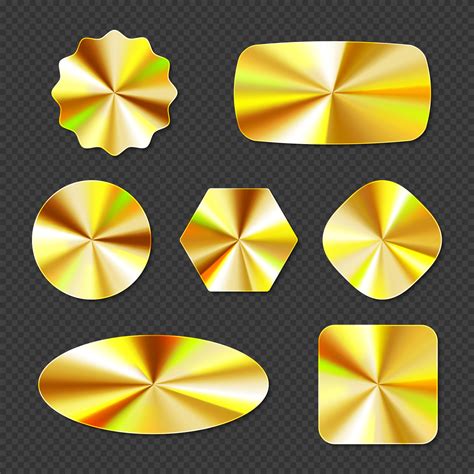 Gold Holographic Stickers Hologram Labels Set Vector Art At