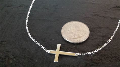 Sterling Silver Sideways Cross Necklace Etsy