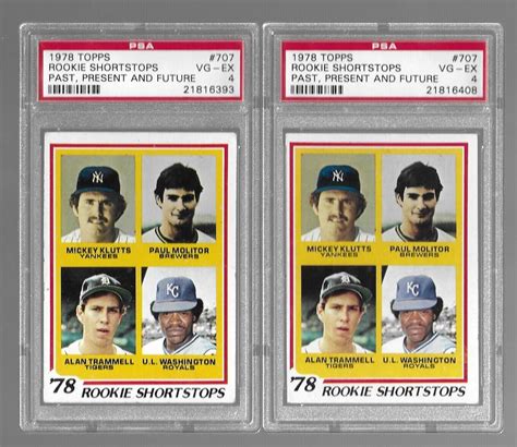 1978 TOPPS 707 PAUL MOLITOR ALAN TRAMMELL ROOKIE SHORTSTOPS GRADED