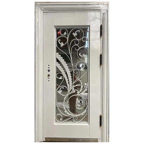 French Apartment Villa Single Wrought Iron Glass Front Steel Security Door Metal Safety Door