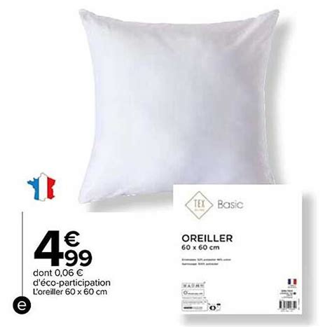 Promo L Oreiller X Cm Tex Home Basic Chez Carrefour Icatalogue Fr