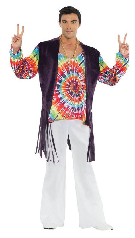 Mens 60s Tie Dye Movie Theme Adult Costume One Size Hippy Fancy