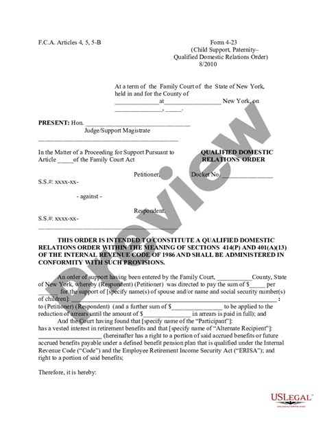 New York Qualified Domestic Relations Order Qdro Us Legal Forms