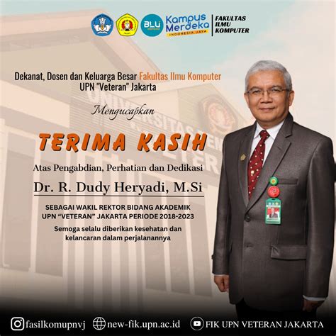 Ucapan Terima Kasih Yang Ditujukan Kepada Wakil Rektor Bidang Akademik