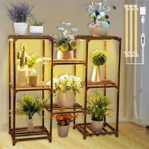 Dreyoo Plant Stand With Grow Light 32 Tall 3 Tier Plant