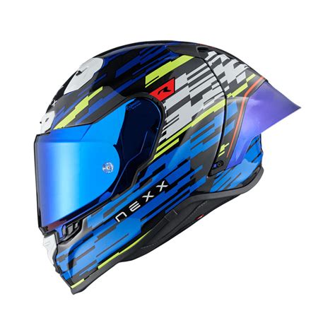 Nexx X R3r Glitch Racer Helmet Blue Neon 01XR323415163 Full Face