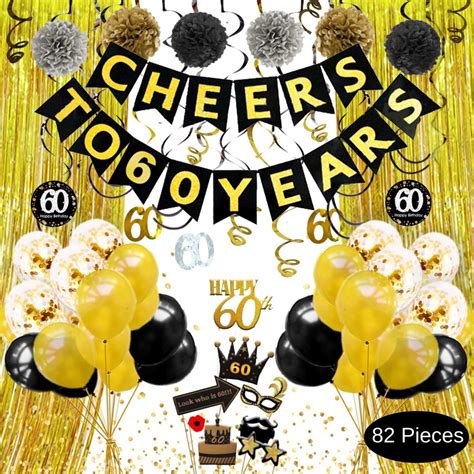 Th Birthday Decorations Cheers To Years Black And Gold Th