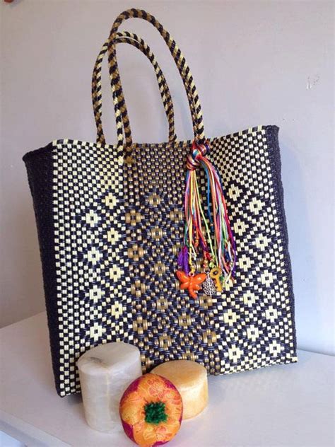 Handmade Woven Plastic Tote Bag Mexican By Miamorcitocorazon Con