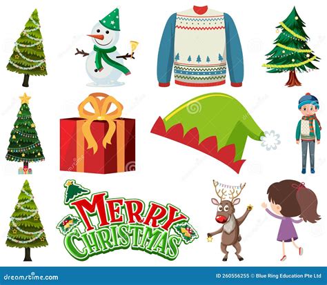 Christmas Characters And Elements Set Stock Vector Illustration Of