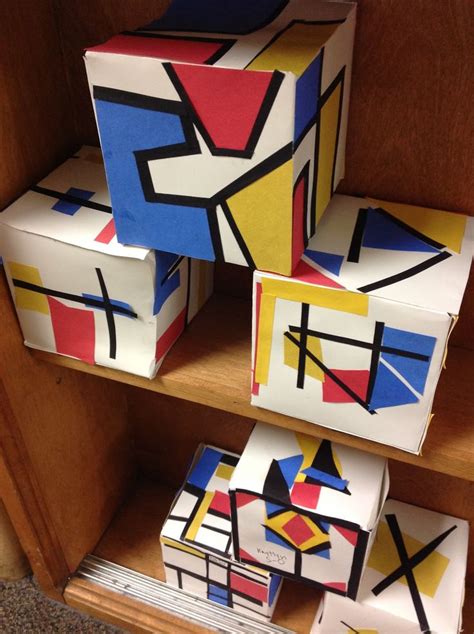 Mondrian Inspired Cubes Elementary Art Projects Art Lessons