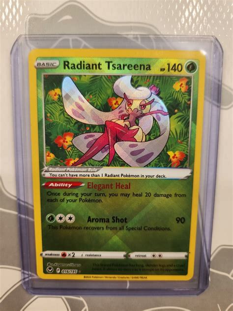 Pokemon Radiant Tsareena 16 195 Ultra Rare Silver Tempest Top Loader