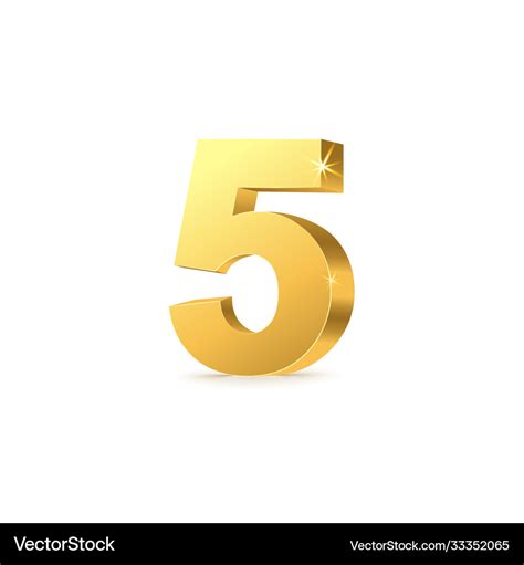 Number Five Clipart Vector D Red Gold Number Five D Number Gold