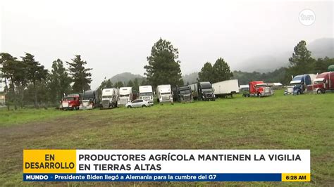 Transportistas de carga agrícola mantienen vigilia en Tierras Altas