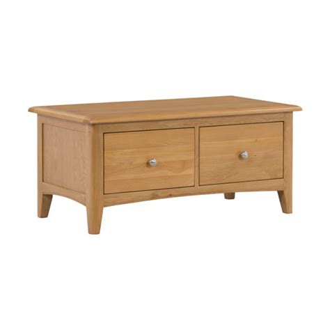 Rosalind Wheeler Censu Oak 2 Drawer Coffee Table Wayfair Co Uk