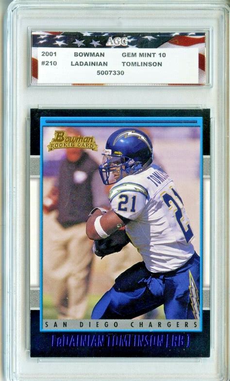 Bowman Ladainian Tomlinson Rookie Card Agc Gem Mint Sd