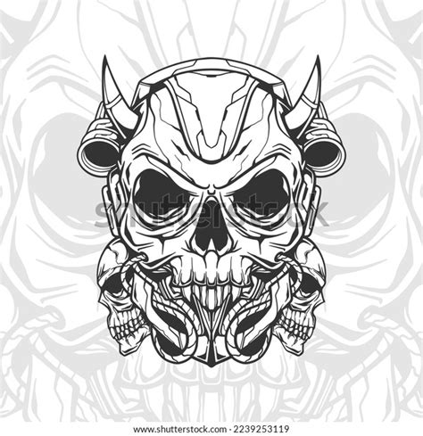 Three Skull Head Vector Illustration Stock Vector Royalty Free