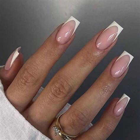 Amazon Foccna White Press On Nails Medium Long Acrylic False Nails