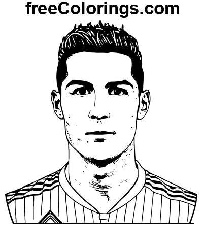 Portrait du visage de Cristiano Ronaldo Coloriages gratuits à imprimer