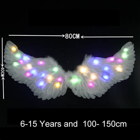 【local Delivery】led Light Up Angel Wing Costume Fancy Dress Up White Feather Angel Wings And Halo