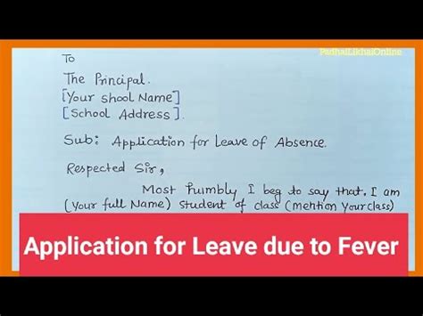 Sick Leave Application To Principal Write Sick Leave Application To