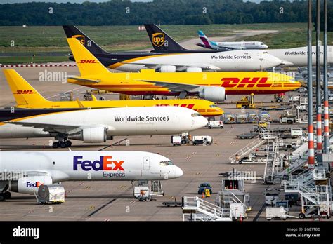 Cologne-Bonn Airport, CGN, cargo aircraft standing in front of the air ...