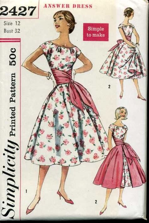 Sewing Fiber Vintage S Simplicity Dress Sewing Pattern