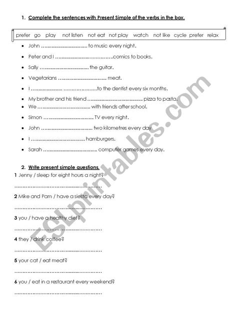 Present Simple Afirmative And Interrogative Esl Worksheet By Cristyps