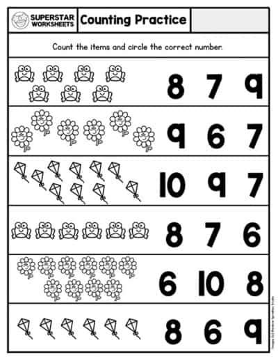 Kindergarten Counting Worksheets Superstar Worksheets