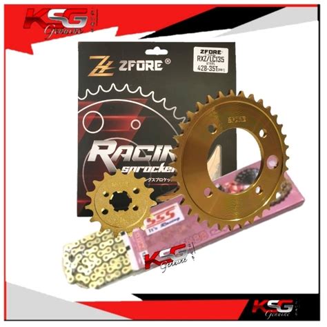 ZFORE 415 Racing Sprocket Set SSS Chain Gold Rantai GS415HSB RXZ