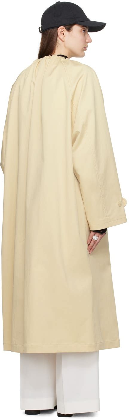 Mm Maison Margiela Yellow Gathered Neck Trench Coat Mm Maison Margiela