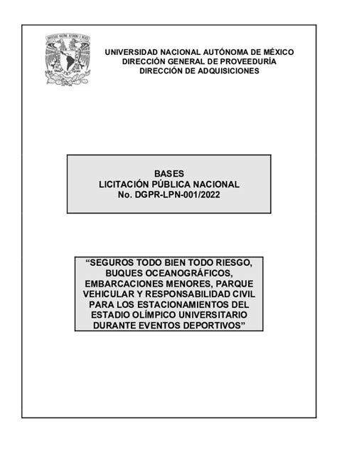 Completable En L Nea Bases Licitacin Pblica Nacional No Dgpr Lpn