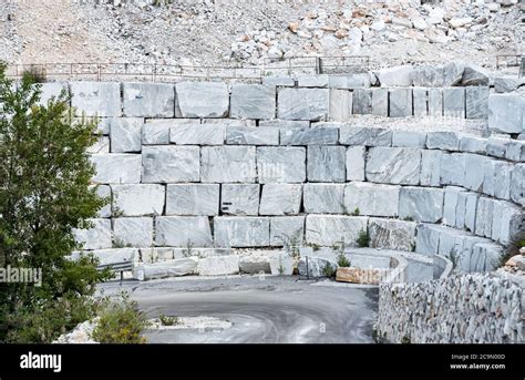 Blocks Of White Marble In The Marble Quarry Of Carrara In The Apuan