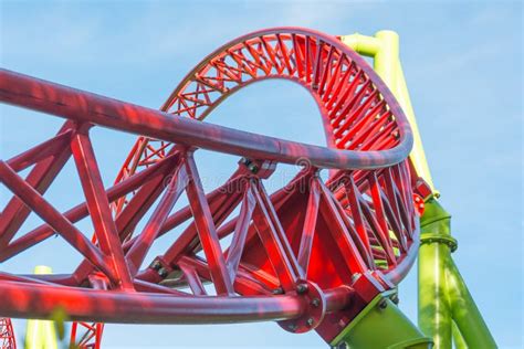 loop  turn   roller coaster   amusement park stock photo