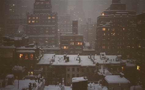 Wallpaper City Cityscape Night Snow Winter Skyline Evening