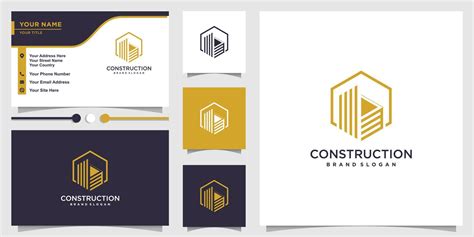 Logotipo De Construcción Con Concepto De Arte De Línea Moderna Y