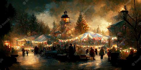 Premium Photo | Christmas village. digital illustration. painting ...