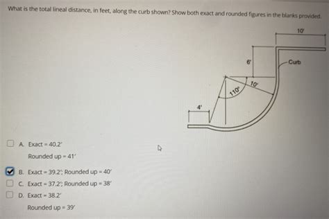 What Is The Total Lineal Distance In Feet Along The Curb Shown Show