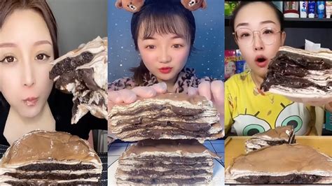 Asmr Chocolate Crepe Cake Kwai Eating Show Mukbang Youtube