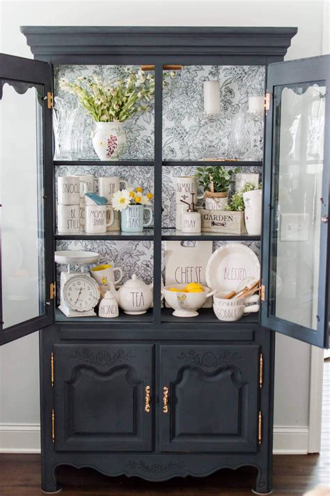 Chalk Paint China Cabinet Makeover With Wallpaper Artofit