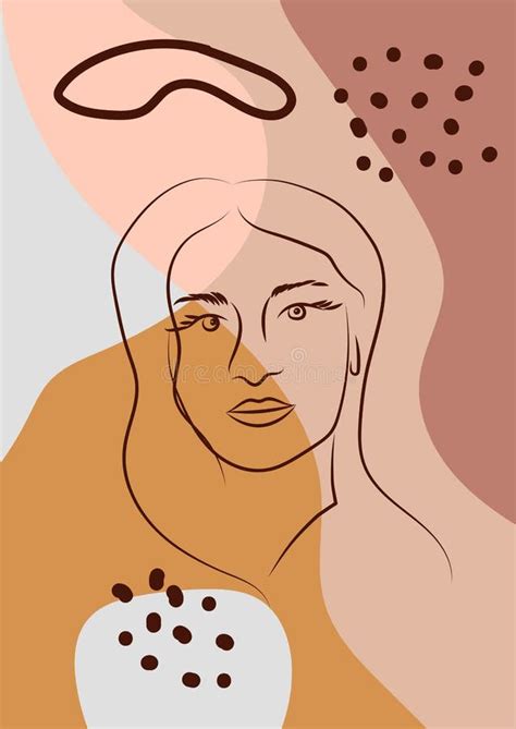 Abstract Woman Face One Line Drawing Portret Minimalistic Style Continuous Line Stock Vector