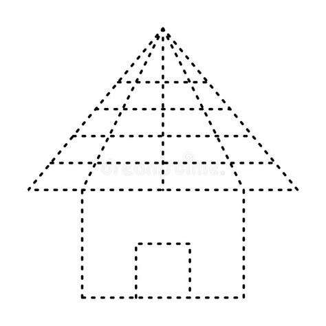 Tracing House Dotted Lines Shape For Preschool And Kindergarten School