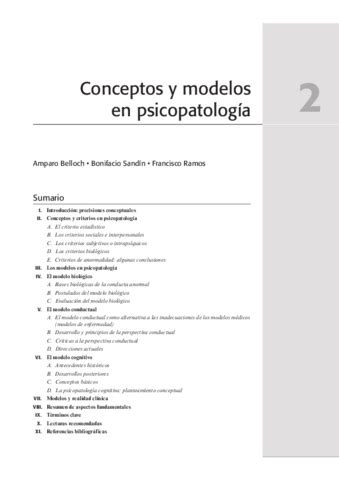 Tema Conceptos Y Modelos En Psicopatolog A Pdf