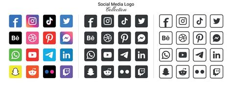 Popular Social Network Logo Icons Facebook Instagram Youtube Pinterest