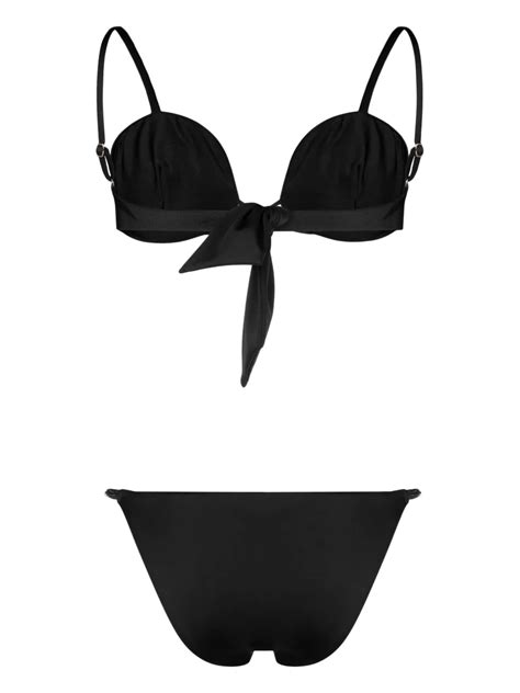 Noire Swimwear Tonal Stitch Detail Bikini Set Black FARFETCH