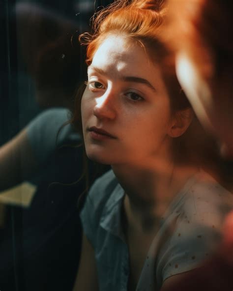 Premium AI Image A Woman With Fiery Red Hair Comfortably Seated