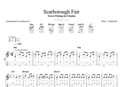 Scarborough Fair Arr Neuhausfm By Unknown Sheet Music For Ukulele At Sheet Music Direct