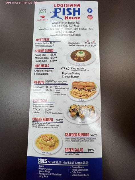 Online Menu of Louisiana Fish House Restaurant, Katy, Texas, 77449 - Zmenu