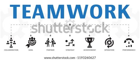 Teamwork Concept Template Horizontal Banner Contains Stock Vector